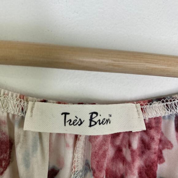 Tres Bien Cream Floral Print Off Shoulder Dress Women's Size Small S - Picture 4 of 7